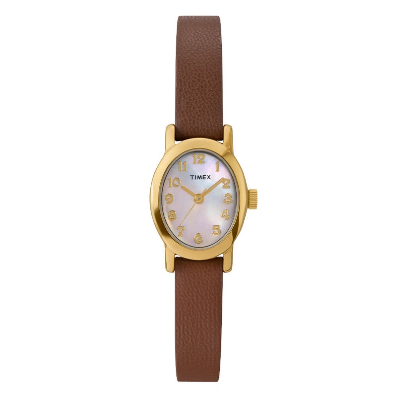 Timex Cavatina Gold Case Brown Leather Band Women's Watch TW2W82500