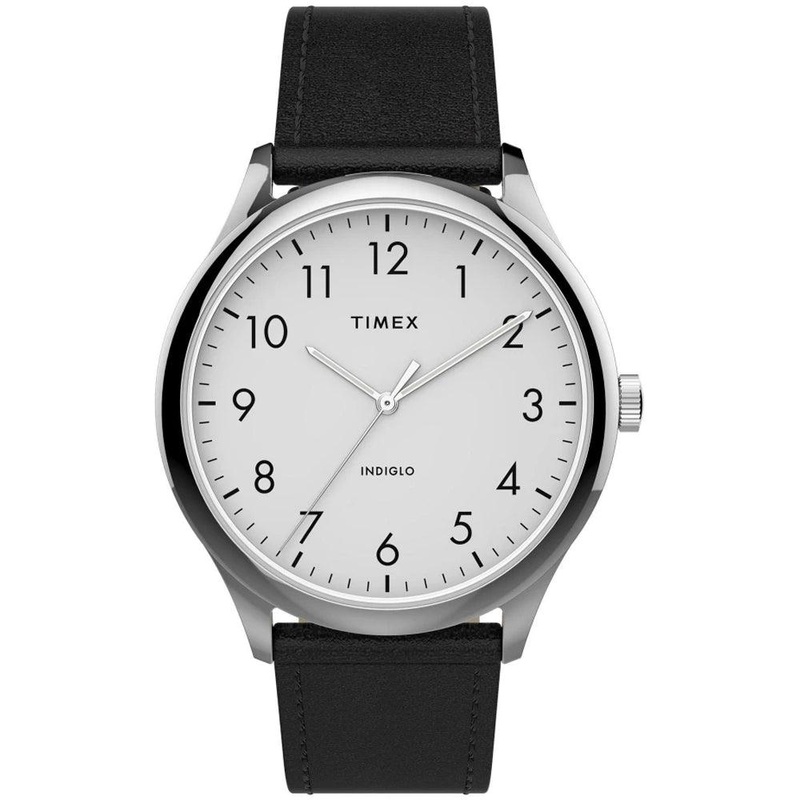 Timex Easy Reader 40 White Dial Black Leather Strap Watch TW2T71800