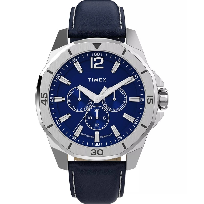 Timex Essex Multifunction 44mm Blue Leather Strap and Dial Watch TW2W80200