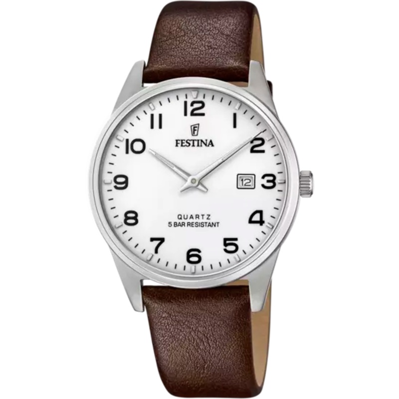 Festina F20512/1 Men's Elegance and Functionality White Leather Strap Watch
