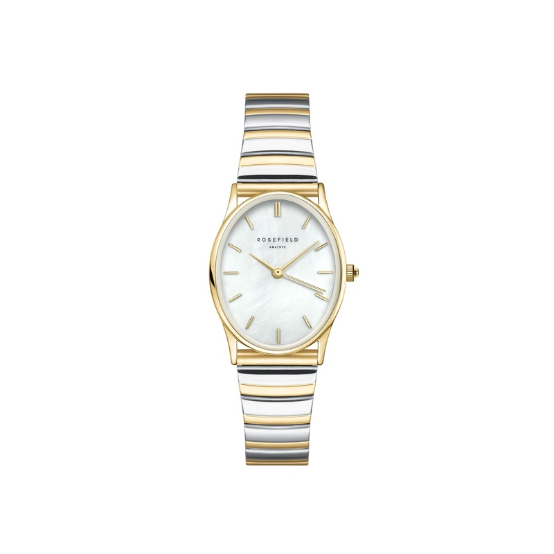 Rosefield Oval White MOP Duotone Shine Finish Watch OVWDSG-OV17