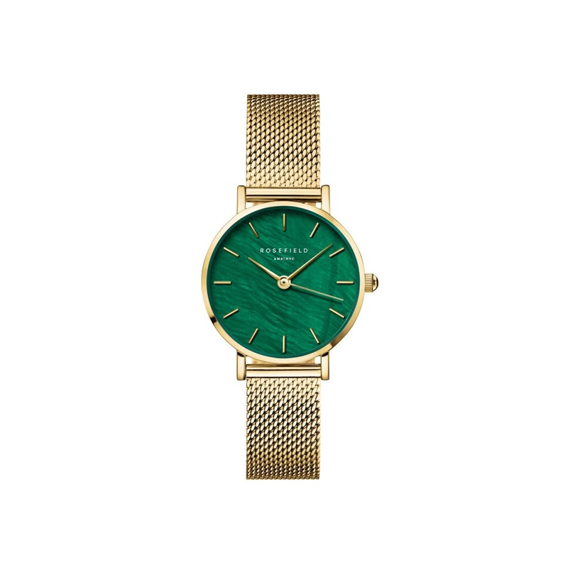 Rosefield Small Edit Emerald Mesh Gold Watch SEEGMG-SE72