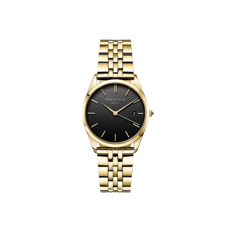 Rosefield The Ace Black Dial Gold Stainless Steel Watch ACBKG-A13