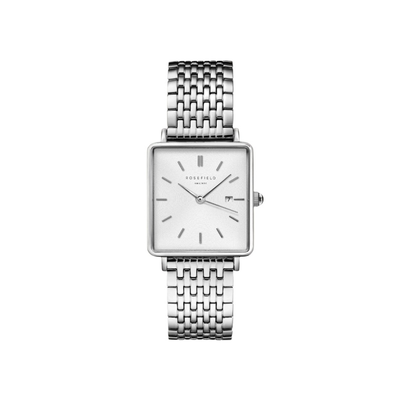 Rosefield The Boxy White Dial Stainless Steel Watch QWSS-Q08