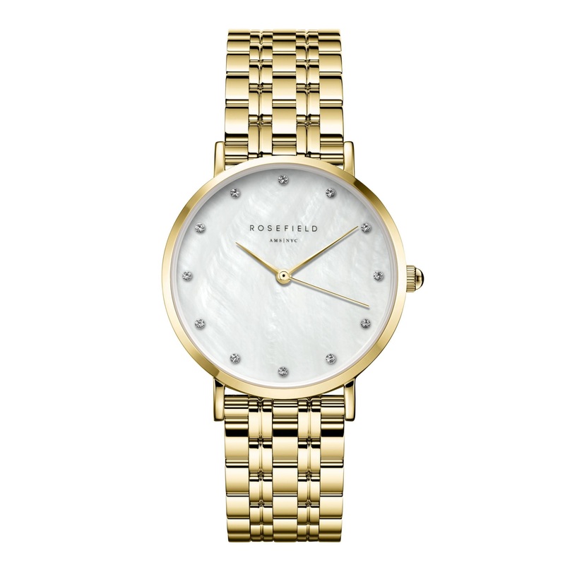 Rosefield The Upper East Side Crystals MOP Steel Gold Watch UWGSG-U31