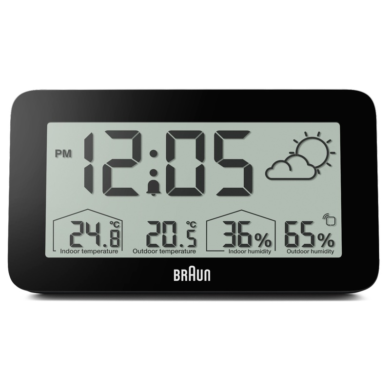 Braun Digital Weather Station Clock Black