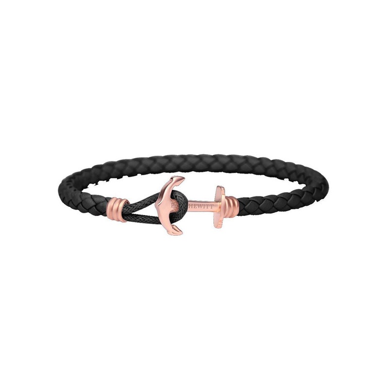 Paul Hewitt Phrep Lite Leather Rose Gold / Black Bracelet - S