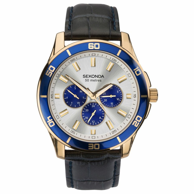 Sekonda Gold Case Black Strap SK1645 Mens Watch