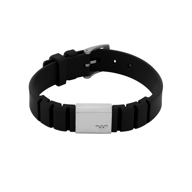 Armani Elegant Black Silicone and Steel Bracelet EGS3079040