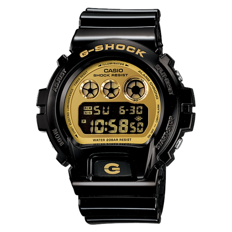 G-Shock Multi-Alarm Black Band Gold Dial Digital Watch DW6900CB-1