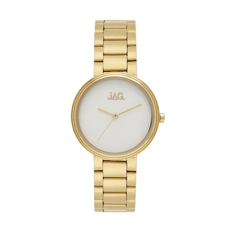 Jag Natalie White Matt Dial Gold Plated Womens Watch