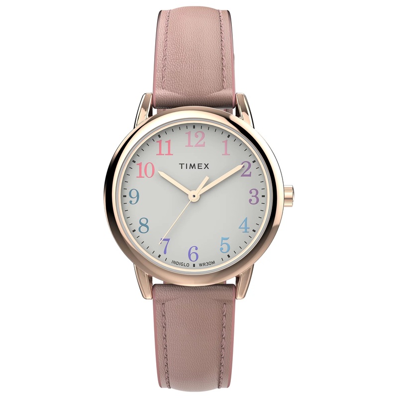 Timex Easy Reader Classic Pink Leather Strap Watch TW2W32300