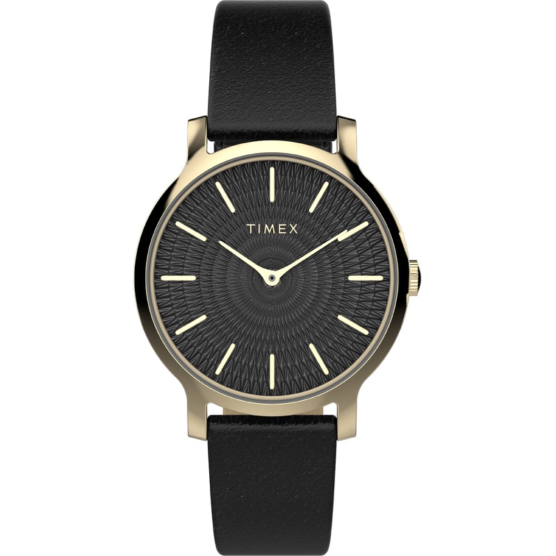 Timex Transcend 34mm Leather Black Dial Watch TW2V92600