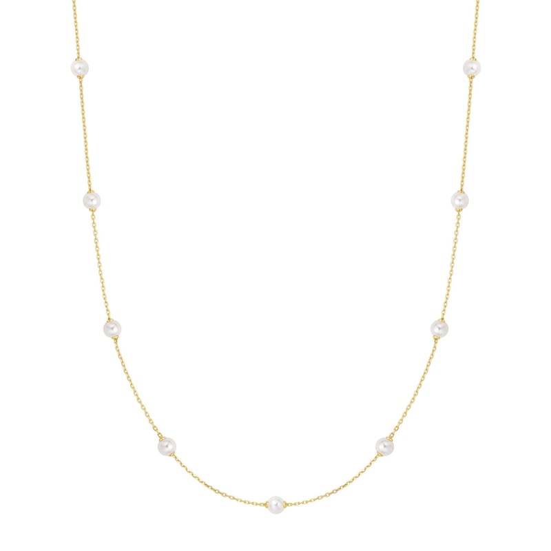 Ania Haie Gold Shell Pearl Station Chain Necklace