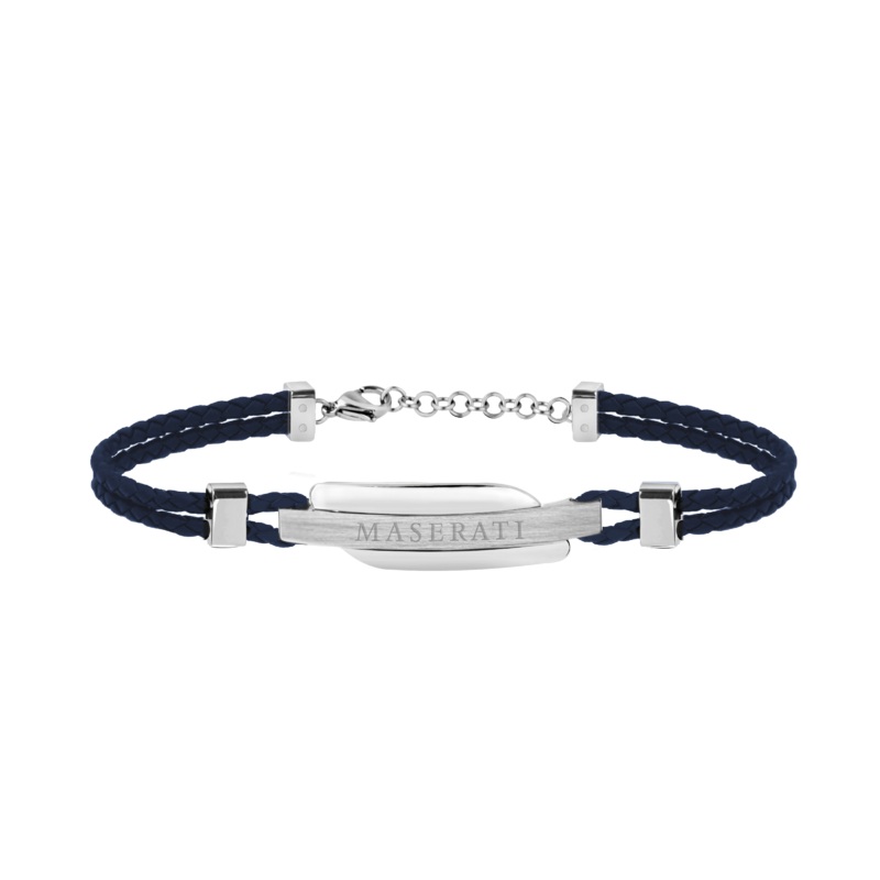 Maserati Signature Men's Blue Leather Bracelet