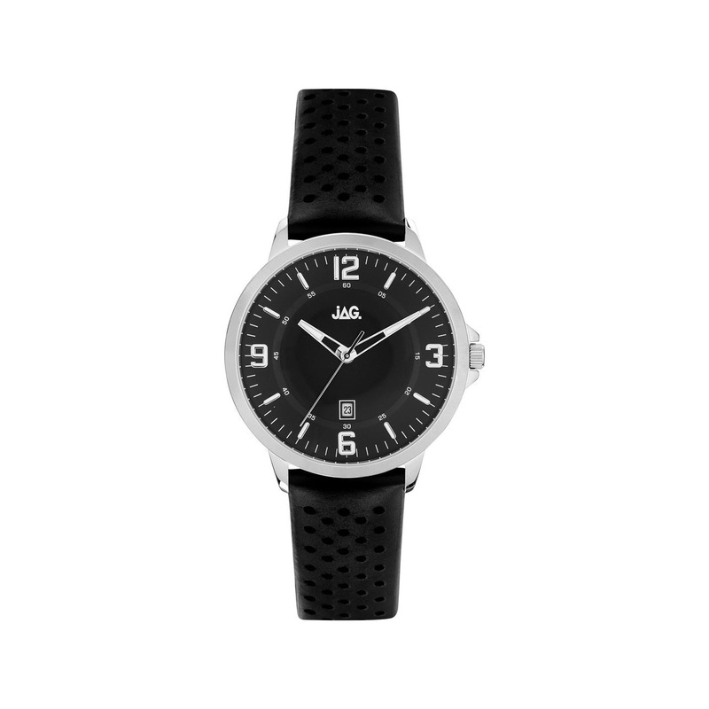 Jag Archie Black Leather Mens Watch