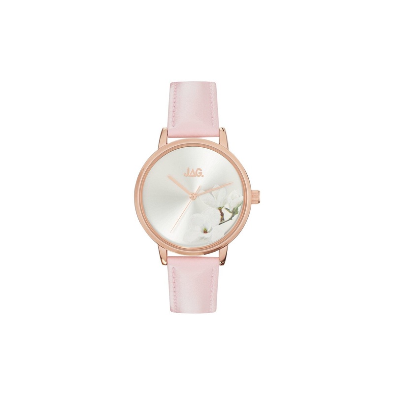 Jag Mia Floral Pink Leather Womens Watch