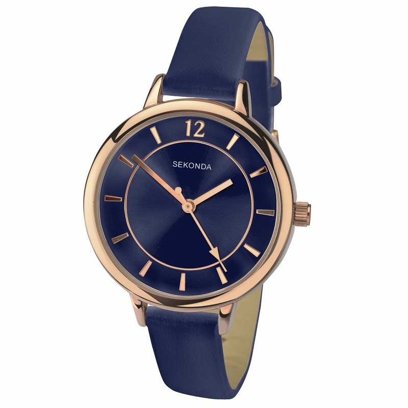 Sekonda  Rose Gold Case Blue Strap Womens Watch
