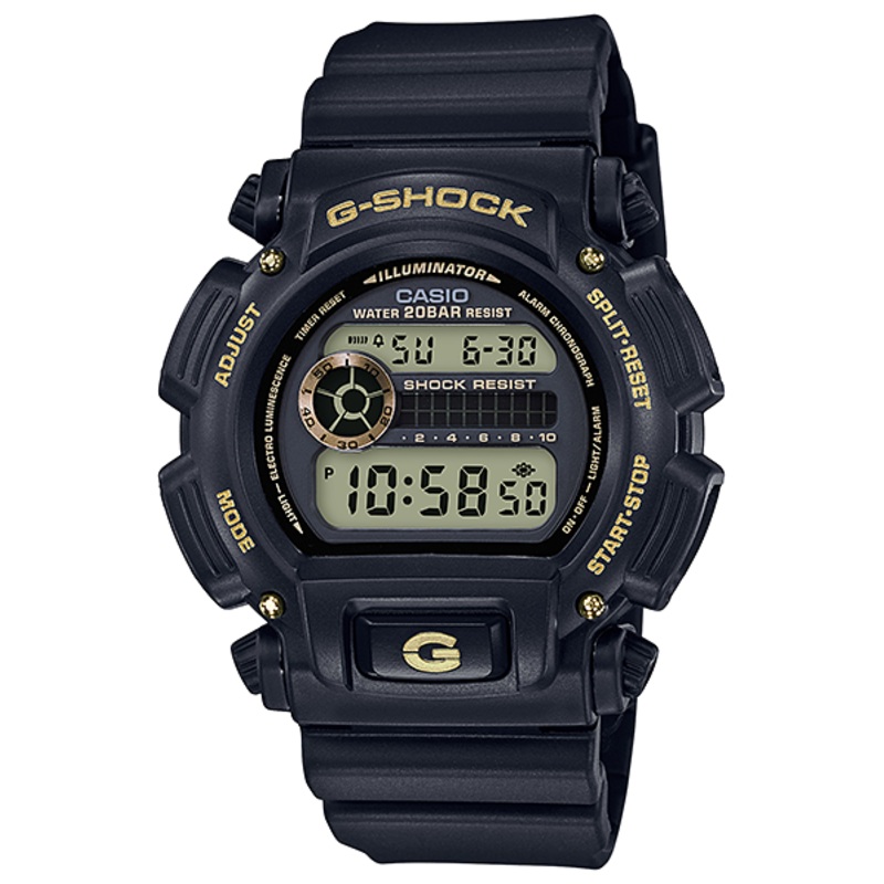 G-Shock Digital Black and Gold Mens Watch DW9052GBX-1A9