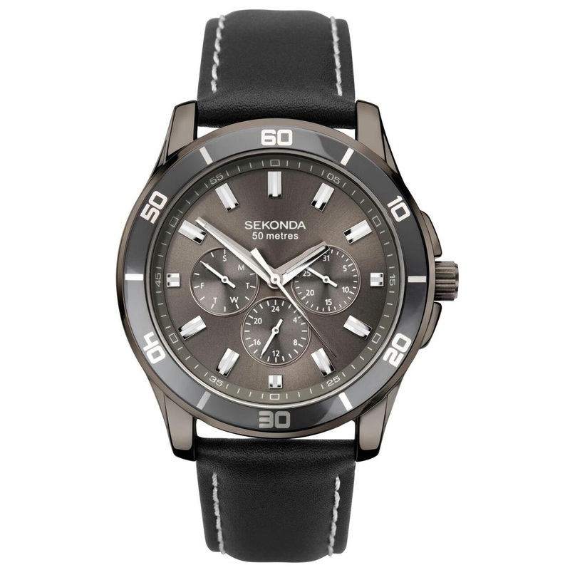Sekonda Grey Dial Black Strap Mens Watch
