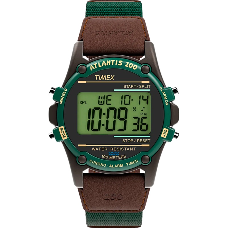 Timex Atlantis 40mm Fabric and Leather Strap Watch TW2V44300