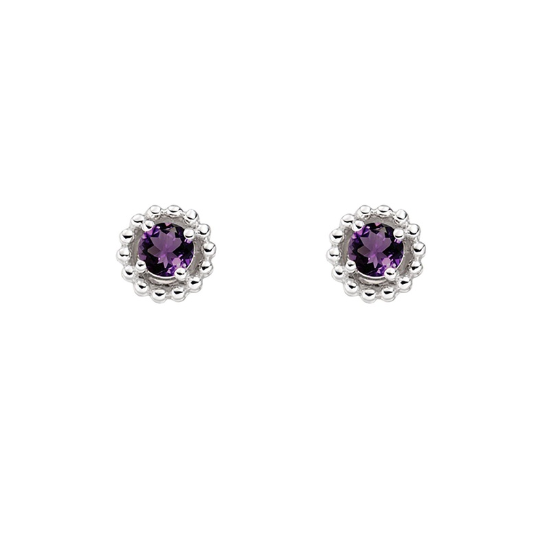 Amore February Birthstone Amethyst Vita Stud Earrings