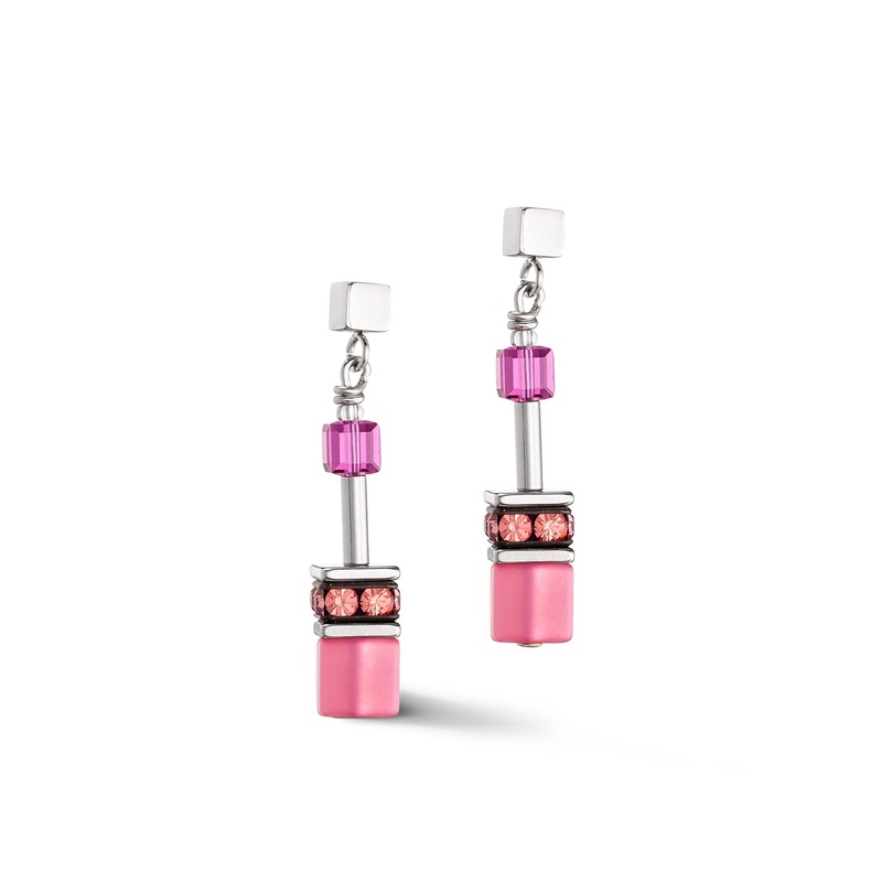 Coeur De Lion GeoCUBE Viva Magenta Iconic Earrings