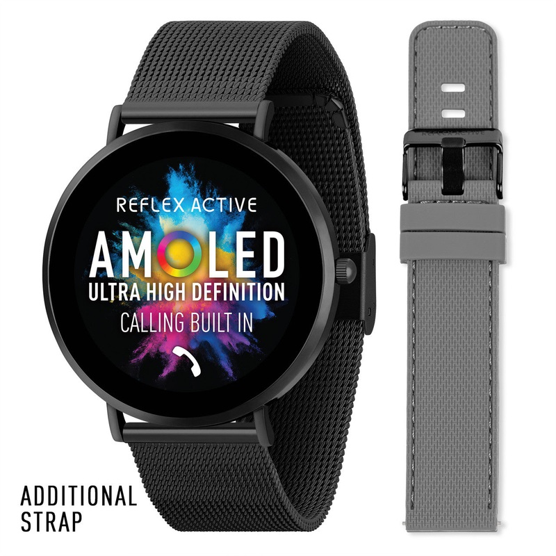 Reflex Active SERIES 42 AMOLED Ultra Slim Black Mesh + Grey Silicone Strap Smart Watch RA42-2208