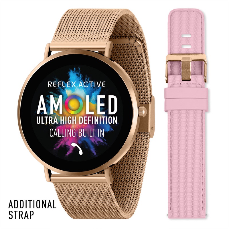 Reflex Active SERIES 42 AMOLED Ultra Slim RG Mesh + Pink Silicone Strap Smart Watch RA42-2210