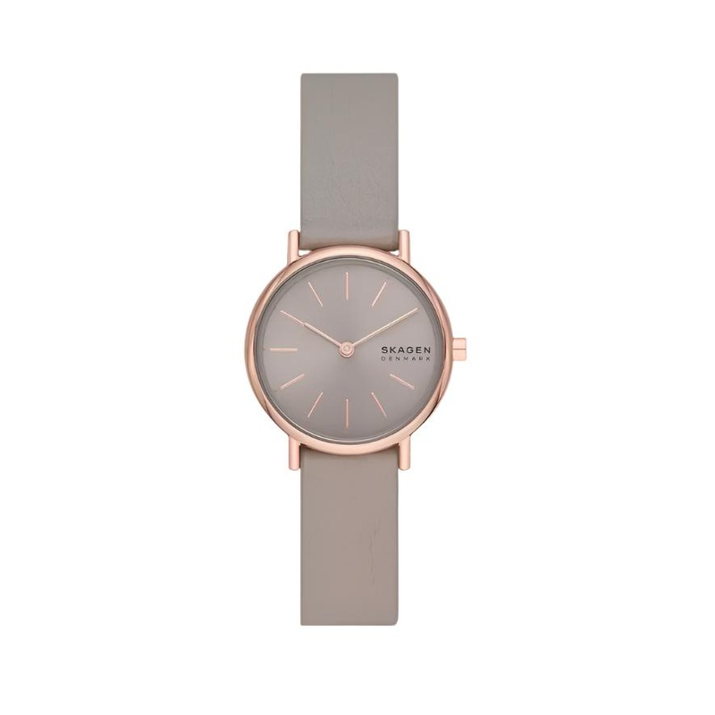 Skagen Signatur Lille Greystone Leather Rose Gold Dial Watch SKW3060