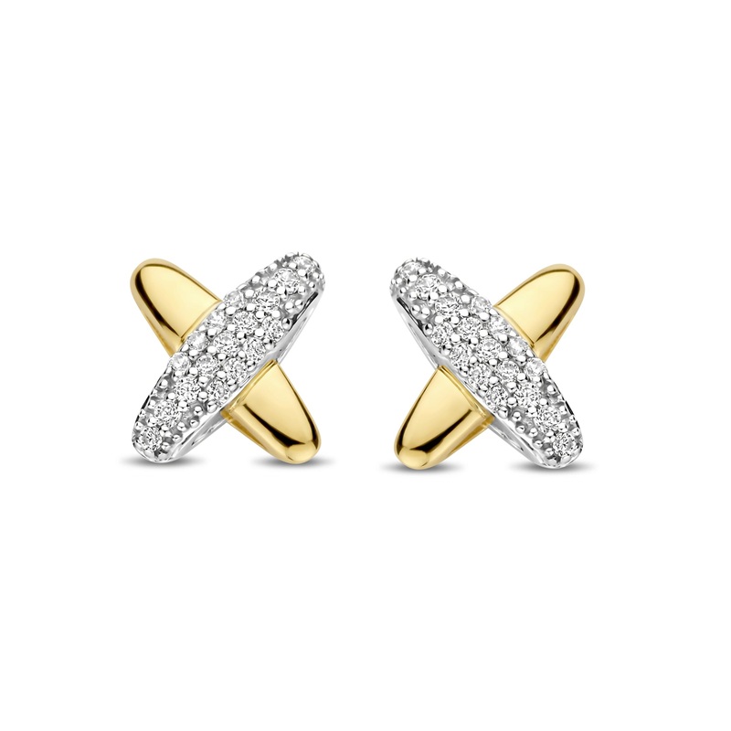 Ti Sento Two Colour Cross Cubic Zirconia Earrings 7982ZY