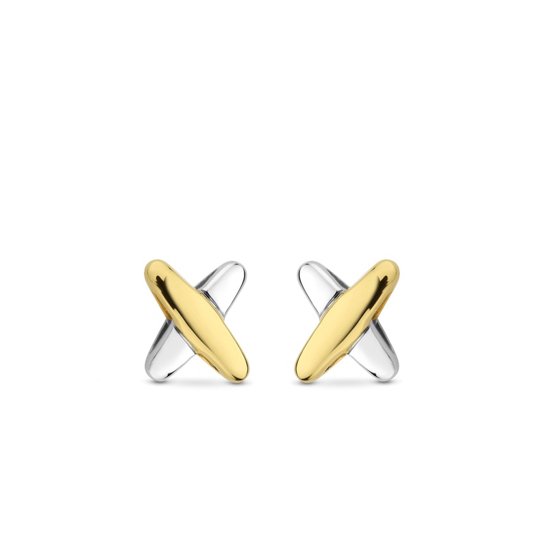 Ti Sento Two Colour Cross Stud Earrings 7982SY