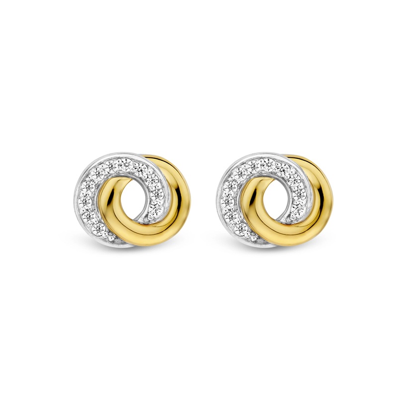 Ti Sento Yellow Gold Plated Cubic Zirconia Entwined Circle Stud Earrings 7784ZY