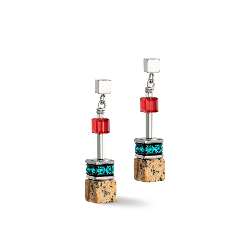 Coeur De Lion GeoCUBE Multicolour Brown Iconic Nature Earrings