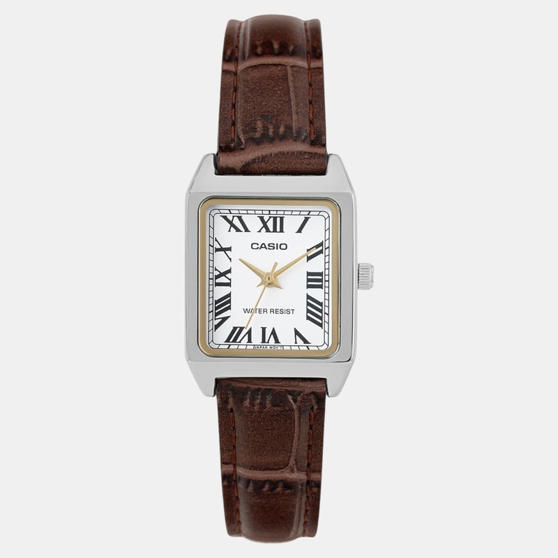 Enticer Ladies Women Quartz White Dial Analog Leather Watch LTP-V007L-7B2UDF A2288