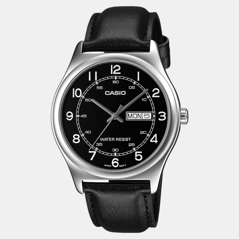 Enticer Men Quartz Black Dial Analog Leather Watch MTP-V006L-1B2UDF A2317