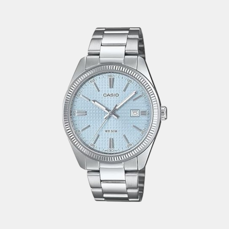 Enticer Men Quartz Blue Dial Analog Stainless Steel Watch MTP-1302PE-2AVEF A2394