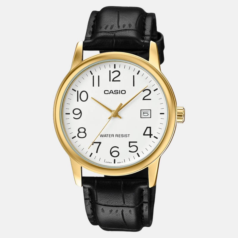 Enticer Men Quartz White Dial Analog Leather Watch MTP-V002GL-7B2UDF A2314