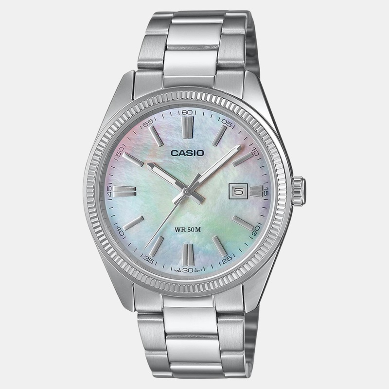 Enticer Men Quartz White Dial Analog Stainless Steel Watch MTP-1302DS-7AVDF A2344
