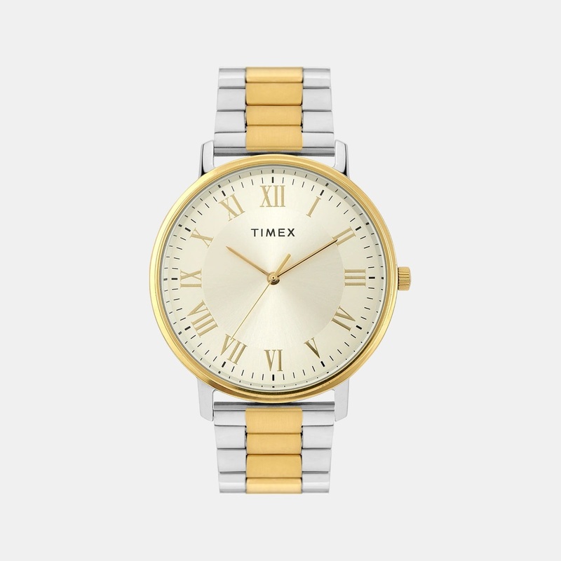 Men Quartz Champagne Dial Analog Stainless Steel Watch TW0TG8025