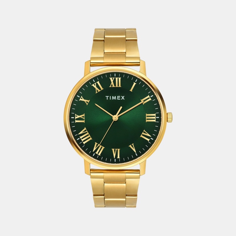 Men Quartz Green Dial Analog Stainless Steel Watch TW0TG8024