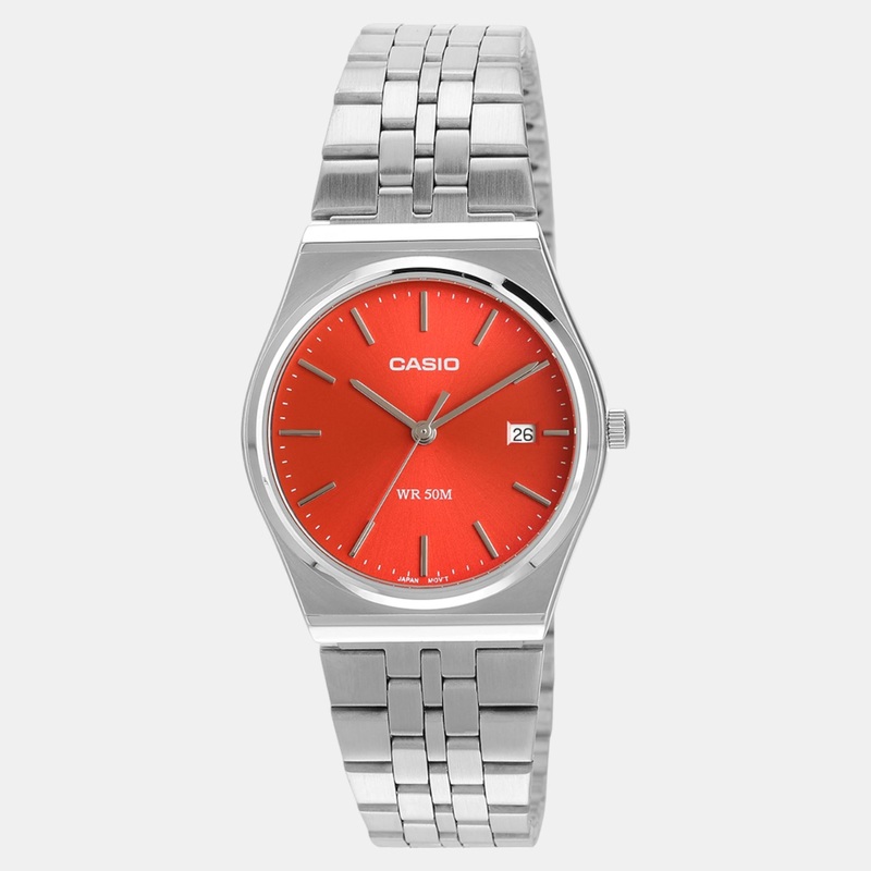 Men Red Dial Analog Stainless Steel Watch A2237