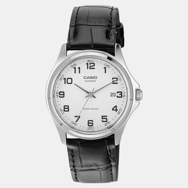 Men White Dial Analog Genuine Leather Watch A212