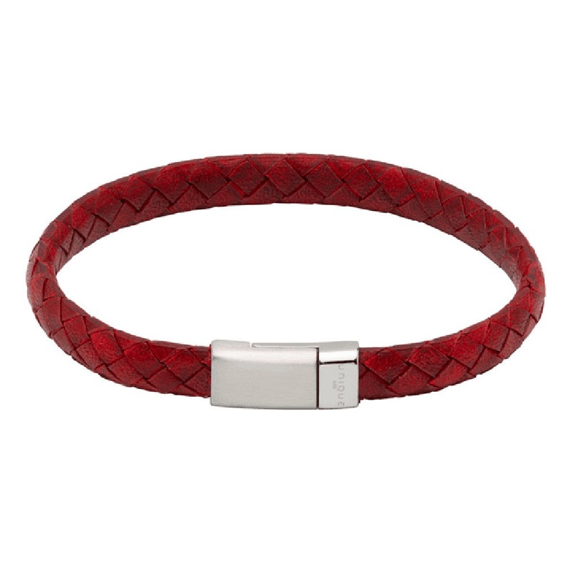 Unique Antique Red Leather Bracelet 21cm