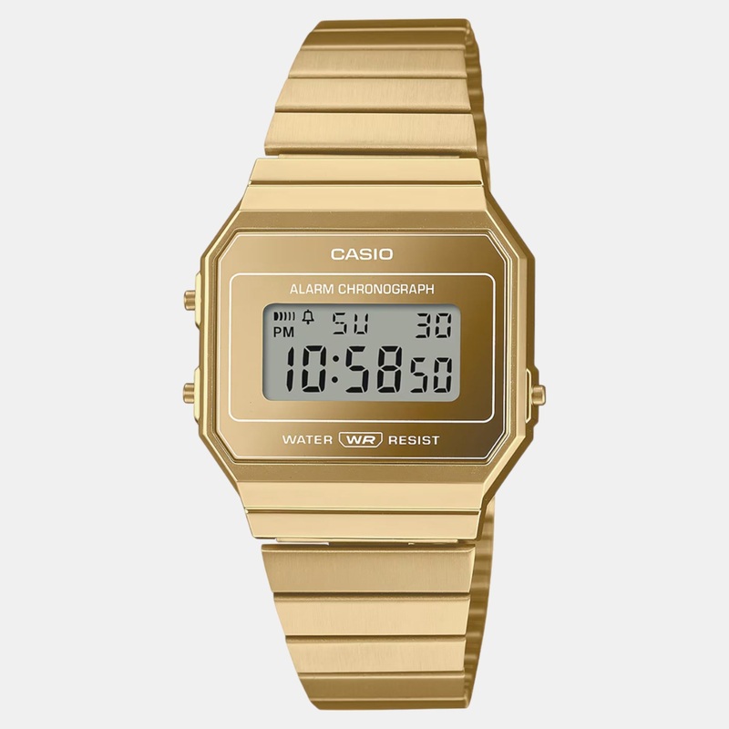 Vintage Unisex Quartz Gold Dial Digital Stainless Steel Watch A700WEVG-9ADF D347