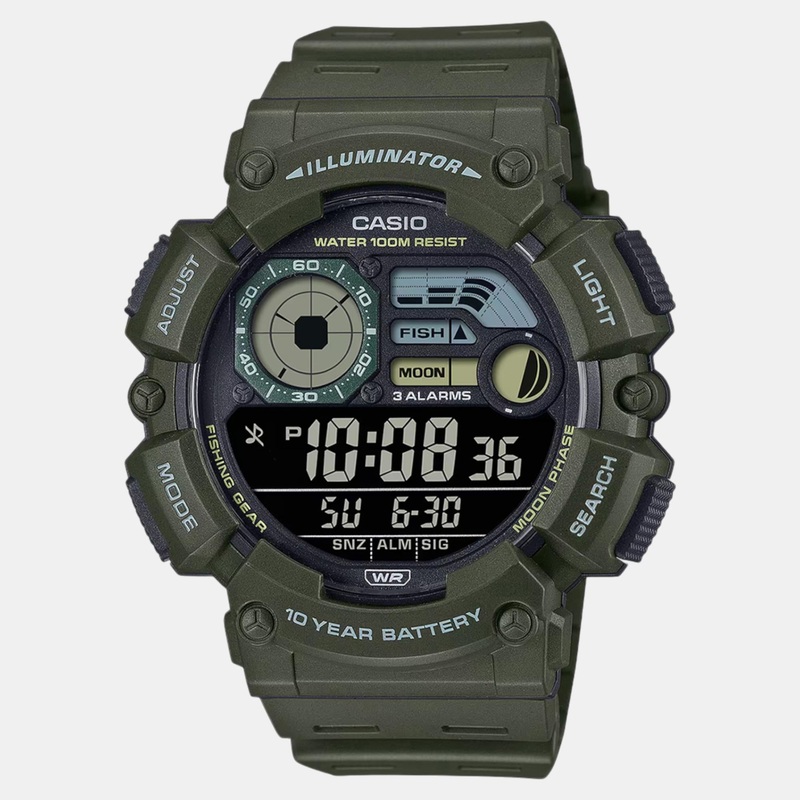 Youth Men Quartz Dark Grey Dial Digital Resin Watch WS-1500H-3BVDF D350