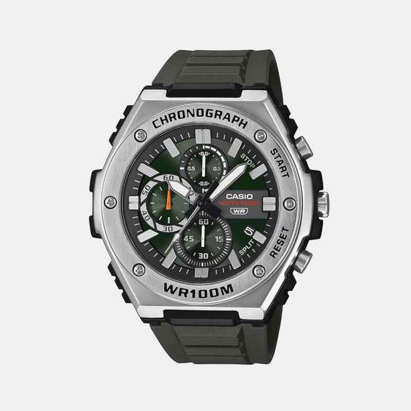 Youth Men Quartz Green Dial Chronograph Resin Watch MWA-300H-3AVDF AD283