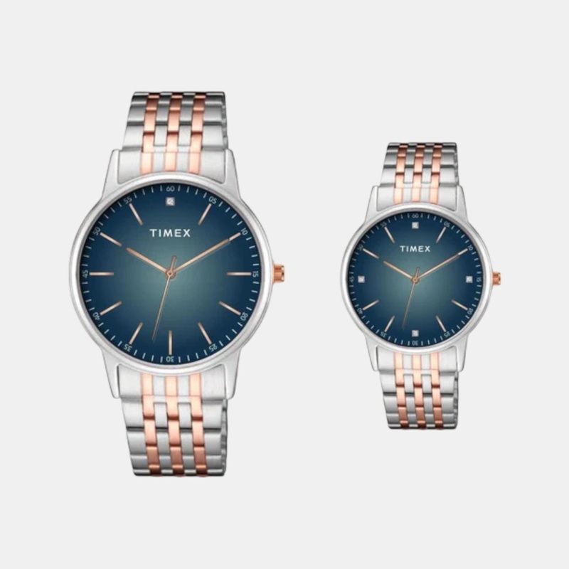 Couple Quartz Blue Dial Analog Stainless Steel Watch TW00PR330