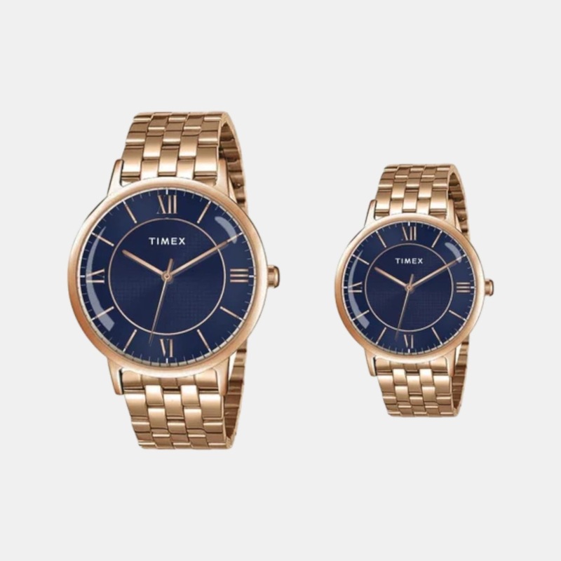Couple Quartz Blue Dial Analog Stainless Steel Watch TW00PR332