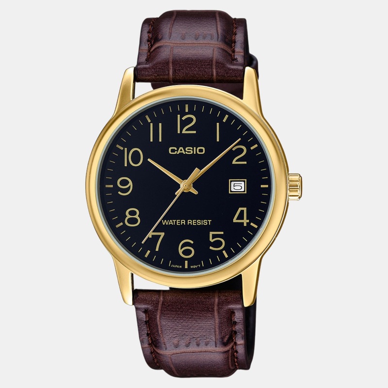 Enticer Men Quartz Black Dial Analog Leather Watch MTP-V002GL-1BUDF A2313